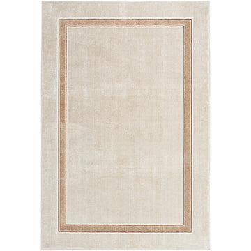 Glitz GLZ08 Modern Plain Ribbed Border Distressed Metallic Shimmer Hi-Low Textured Soft-Touch Polyester Low Profile Short-Pile Ivory/Cream/Beige/Taupe Rug-Nourison-Rug Love - The Most Loved Rug Store